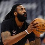 Denver Nuggets center DeAndre Jordan (6) before the game against the Oklahoma City Thunder during game three of the second round for the 2025 NBA Playoffs at Ball Arena.