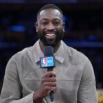 NBA on Prime analyst Dwayne Wade during the game between the Minnesota Timberwolves and the Los Angeles Lakers at Crypto.com Arena.