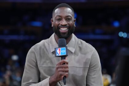 NBA on Prime analyst Dwayne Wade during the game between the Minnesota Timberwolves and the Los Angeles Lakers at Crypto.com Arena.