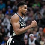 Nov 14, 2025; Milwaukee, Wisconsin, USA; Milwaukee Bucks forward Giannis Antetokounmpo (34) punts his fist following a Milwaukee Bucks score during the third quarter against the Charlotte Hornets at Fiserv Forum. Mandatory Credit: Jeff Hanisch-Imagn Images