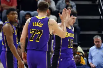 Lakers guards Austin Reaves and Luka Doncic