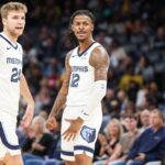 Memphis Grizzlies guard Ja Morant (12) reacts against the Indiana Pacers during the first half at FedExForum.