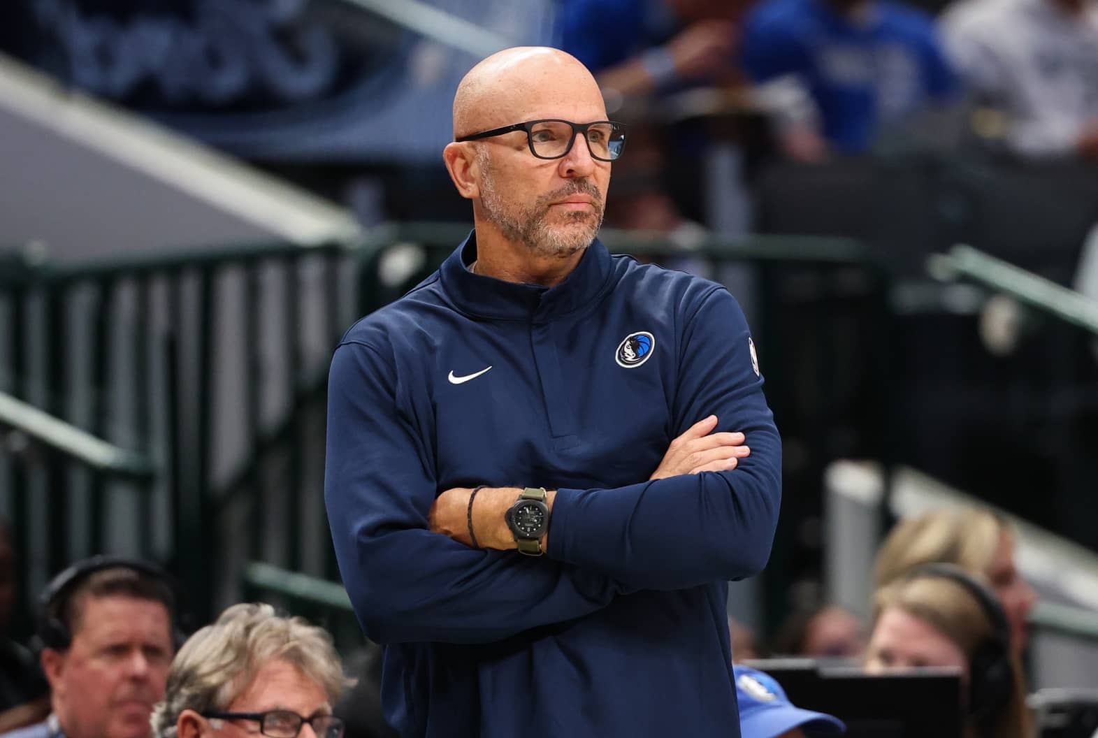 Dallas Mavericks head coach Jason Kidd reacts against the Milwaukee Bucks during the second half at American Airlines Center.