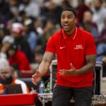 Pike High School head coach Jeff Teague reacts to action on the court during the first half of an IHSAA basketball game against Lawrence Central High School, Friday, Dec. 15, 2023, at Pike High School.