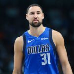 Dallas Mavericks guard Klay Thompson (31) reacts against the New Orleans Pelicans during the first quarter at American Airlines Center.