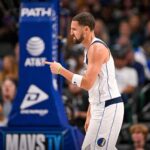 Oct 29, 2025; Dallas, Texas, USA; Dallas Mavericks guard Klay Thompson (31) celebrates after making a three point against the Indiana Pacers during the second quarter at the American Airlines Center. Mandatory Credit: Jerome Miron-Imagn Images
