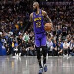 Apr 9, 2025; Dallas, Texas, USA; Los Angeles Lakers forward LeBron James (23) in action during the game between the Dallas Mavericks and the Los Angeles Lakers at American Airlines Center. Mandatory Credit: Jerome Miron-Imagn Images
