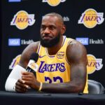 Los Angeles Lakers forward LeBron James (23) during media day at UCLA Health Training Center.
