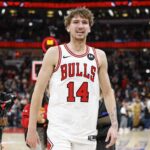 Chicago Bulls forward Matas Buzelis (14) walks off the court after an NBA game against the Philadelphia 76ers at United Center.