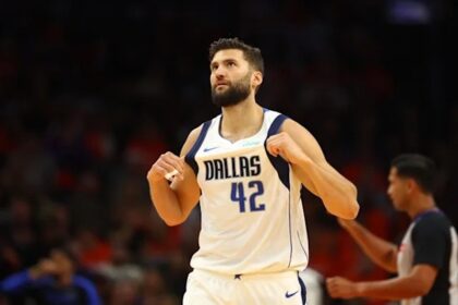 Oct 26, 2024; Phoenix, Arizona, USA; Dallas Mavericks forward Maxi Kleber (42) against the Phoenix Suns at Footprint Center. Mandatory Credit: Mark J. Rebilas-Imagn Images