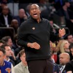 New York Knicks head coach Mike Brown coaches against the Minnesota Timberwolves during the first quarter at Madison Square Garden.
