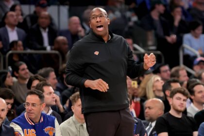 New York Knicks head coach Mike Brown coaches against the Minnesota Timberwolves during the first quarter at Madison Square Garden.