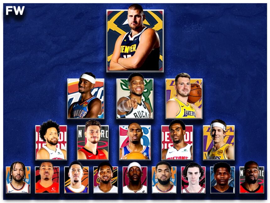 NBA MVP Pyramid Jokic, Shai, Giannis, And Luka