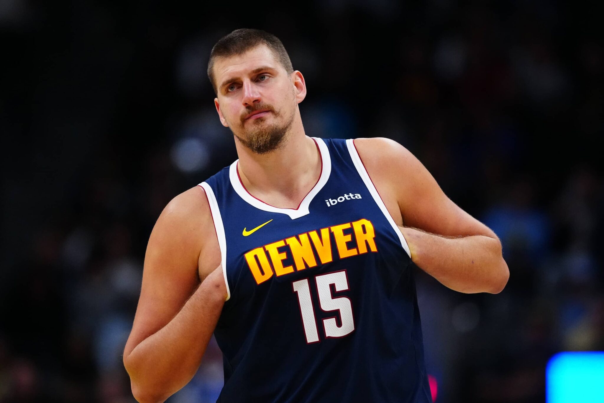 Denver Nuggets center Nikola Jokic (15) during the second half against the Indiana Pacers at Ball Arena.