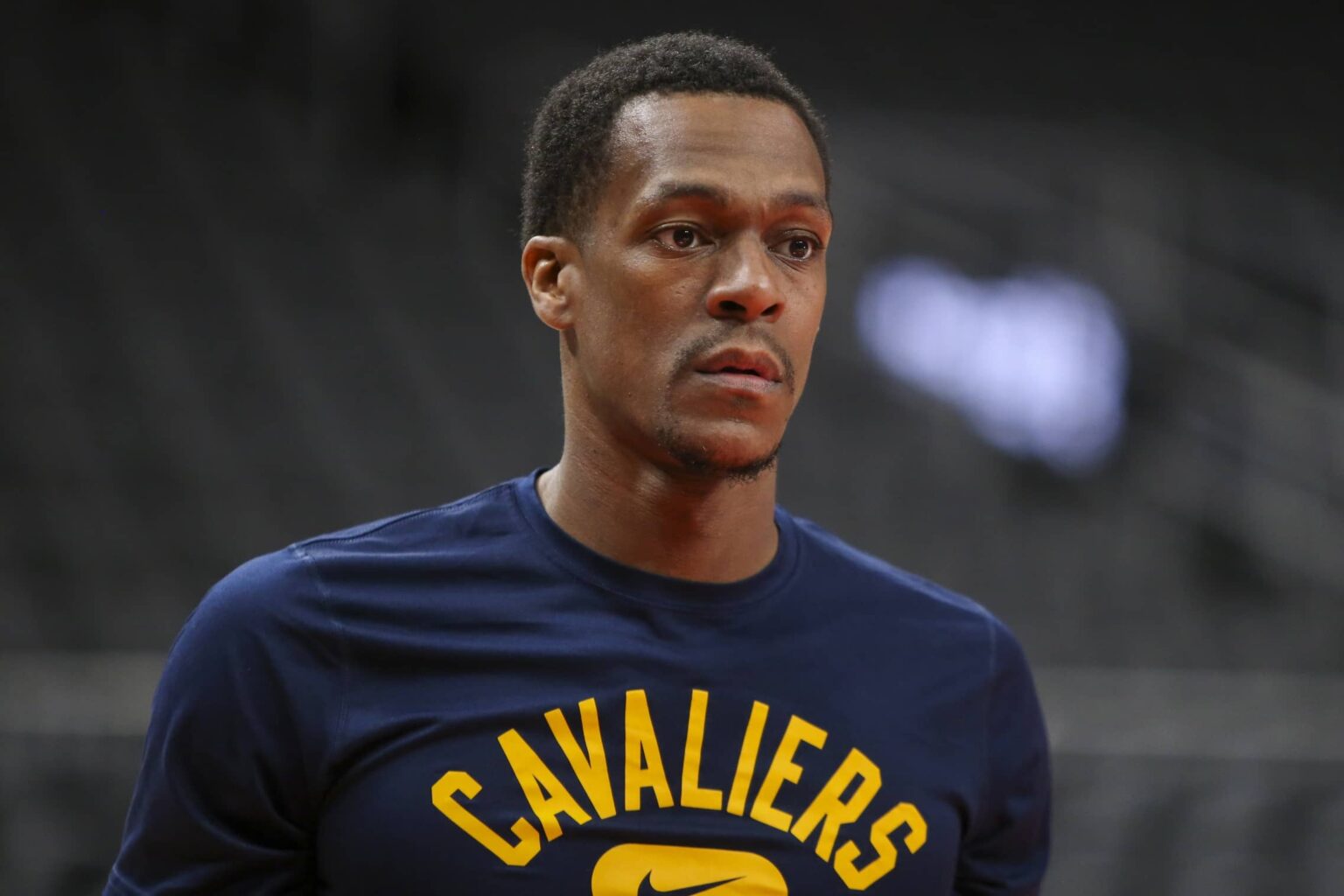 Cleveland Cavaliers guard Rajon Rondo (1) before a game against the Atlanta Hawks at State Farm Arena.