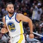 Nov 1, 2025; Indianapolis, Indiana, USA; Golden State Warriors guard Stephen Curry (30) celebrates a made basket in the second half against the Indiana Pacers at Gainbridge Fieldhouse. Mandatory Credit: Trevor Ruszkowski-Imagn Images