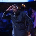 Tony Allen at his jersey retirement ceremony after the Miami Heat vs. Memphis grizzlies game at FedExForum.