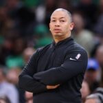 Los Angeles Clippers head coach Tyronn Lue reacts during the first half against the Boston Celtics at TD Garden.
