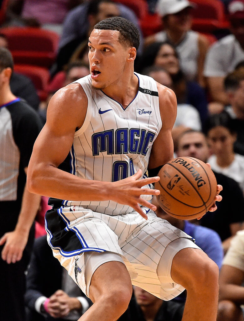Dec 4, 2018; Miami, FL, USA; Orlando Magic forward Aaron Gordon (00) during the second half against the Miami Heat at American Airlines Arena. Mandatory Credit: Jasen Vinlove-Imagn Images