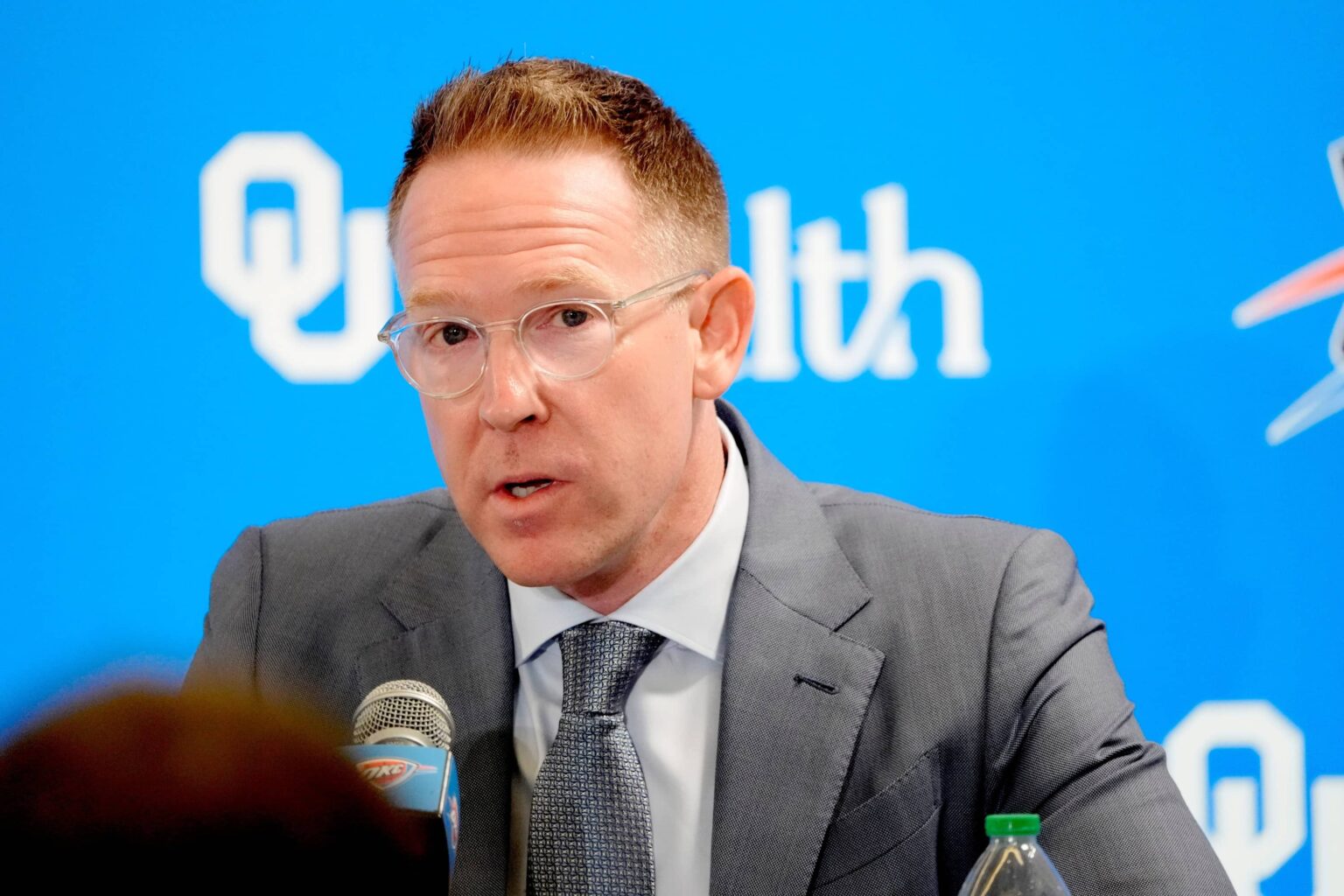 Thunder general manager Sam Presti speaks during an introductory press conference for the 2024 Thunder draft picks at Oklahoma Contemporary Arts Center in Oklahoma City, Saturday, June, 29, 2024.