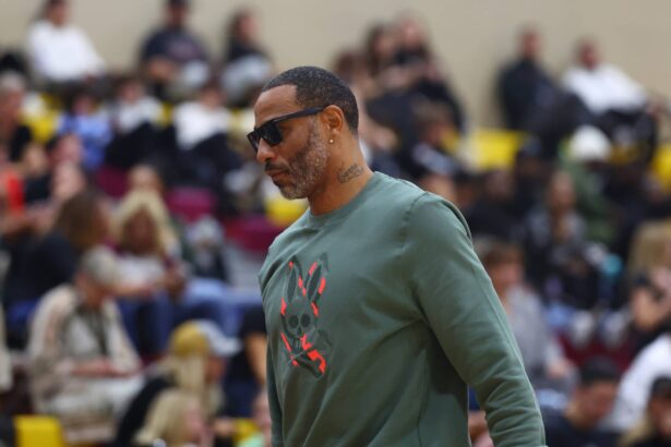 Dec 2, 2023; Scottsdale, AZ, USA; Former NBA player Kenyon Martin in attendance during the Hoophall West High School Invitational at Chaparral High School. Mandatory Credit: Mark J. Rebilas-USA TODAY Sports