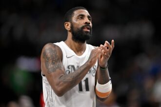 Feb 8, 2025; Dallas, Texas, USA; Dallas Mavericks guard Kyrie Irving (11) during the game between the Dallas Mavericks and the Houston Rockets at the American Airlines Center. Mandatory Credit: Jerome Miron-Imagn Images