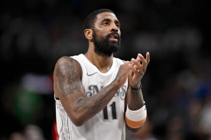 Feb 8, 2025; Dallas, Texas, USA; Dallas Mavericks guard Kyrie Irving (11) during the game between the Dallas Mavericks and the Houston Rockets at the American Airlines Center. Mandatory Credit: Jerome Miron-Imagn Images