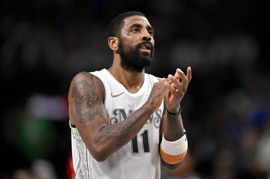 Feb 8, 2025; Dallas, Texas, USA; Dallas Mavericks guard Kyrie Irving (11) during the game between the Dallas Mavericks and the Houston Rockets at the American Airlines Center. Mandatory Credit: Jerome Miron-Imagn Images