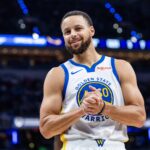 Nov 1, 2025; Indianapolis, Indiana, USA; Golden State Warriors guard Stephen Curry (30) in the first half against the Indiana Pacers at Gainbridge Fieldhouse. Mandatory Credit: Trevor Ruszkowski-Imagn Images