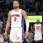 Detroit Pistons guard Cade Cunningham (2) reacts during the fourth quarter against the Memphis Grizzlies at FedExForum.