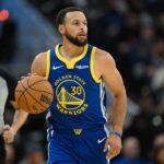 Nov 4, 2025; San Francisco, California, USA; Golden State Warriors guard Stephen Curry (30) dribbles against the Phoenix Suns in the fourth quarter at Chase Center. Mandatory Credit: Eakin Howard-Imagn Images