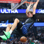 Nov 16, 2025; Dallas, Texas, USA; Dallas Mavericks forward Cooper Flagg (32) dunks during the first quarter against the Portland Trail Blazers at American Airlines Center. Mandatory Credit: Kevin Jairaj-Imagn Images