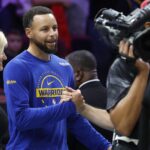 Nov 19, 2025; Miami, Florida, USA; Golden State Warriors guard Stephen Curry (30) greets fans before the game against the Miami Heat at Kaseya Center. Mandatory Credit: Rhona Wise-Imagn Images
