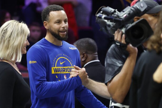 Nov 19, 2025; Miami, Florida, USA; Golden State Warriors guard Stephen Curry (30) greets fans before the game against the Miami Heat at Kaseya Center. Mandatory Credit: Rhona Wise-Imagn Images
