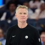 Nov 21, 2025; San Francisco, California, USA; Golden State Warriors head coach Steve Kerr watches game play against the Portland Trail Blazers during the third quarter at Chase Center. Mandatory Credit: Robert Edwards-Imagn Images