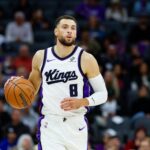 Oct 15, 2025; Sacramento, California, USA; Sacramento Kings guard Zach Lavine (8) dribbles the ball up the court during the first quarter against the Los Angeles Clippers at Golden 1 Center. Mandatory Credit: Sergio Estrada-Imagn Images