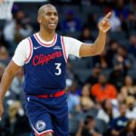 Sacramento, California, USA; Los Angeles Clippers guard Chris Paul (3) gestures towards a teammate during the third quarter against the Sacramento Kings at Golden 1 Center. Mandatory Credit: Sergio Estrada-Imagn Images