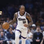 Oklahoma City, Oklahoma, USA; Sacramento Kings guard DeMar DeRozan (10) dribbles down the court against the Oklahoma City Thunder during the second quarter at Paycom Center. Mandatory Credit: Alonzo Adams-Imagn Images