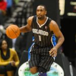 Minneapolis, MN, USA; Orlando Magic guard Gilbert Arenas (1) during the first quarter against the Minnesota Timberwolves at the Target Center. Mandatory Credit: Brace Hemmelgarn-Imagn Images