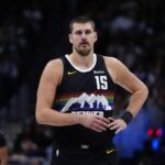 Denver, Colorado, USA; Denver Nuggets center Nikola Jokic (15) during the first quarter against the Chicago Bulls at Ball Arena. Mandatory Credit: Ron Chenoy-Imagn Images