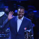 Cleveland, Ohio, USA; Paul Pierce is honored during halftime in the 2022 NBA All-Star Game at Rocket Mortgage FieldHouse. Mandatory Credit: David Richard-Imagn Images
