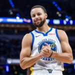 Indianapolis, Indiana, USA; Golden State Warriors guard Stephen Curry (30) in the first half against the Indiana Pacers at Gainbridge Fieldhouse. Mandatory Credit: Trevor Ruszkowski-Imagn Images