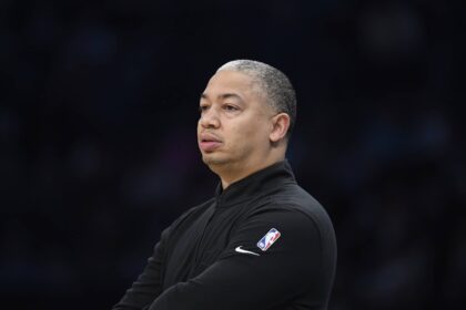 Charlotte, North Carolina, USA; Los Angeles Clippers head coach Tyronn Lue looks on during the first half against the Charlotte Hornets at the Spectrum Center. Mandatory Credit: Sam Sharpe-Imagn Images