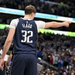 Dec 18, 2025; Dallas, Texas, USA; Dallas Mavericks forward Cooper Flagg (32) motions for Dallas possession during overtime against the Detroit Pistons at the American Airlines Center. Mandatory Credit: Jerome Miron-Imagn Images