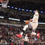 Dec 27, 2025; Chicago, Illinois, USA; Milwaukee Bucks forward Giannis Antetokounmpo (34) goes up for a dunk against the Chicago Bulls during the second half at United Center. Mandatory Credit: David Banks-Imagn Images