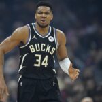 Milwaukee Bucks forward Giannis Antetokounmpo (34) stands on the court in the first quarter against the Cleveland Cavaliers at Rocket Arena.