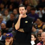 Oct 14, 2025; Phoenix, Arizona, USA; Los Angeles Lakers head coach JJ Redick against the Phoenix Suns during an NBA preseason game at Mortgage Matchup Center. Mandatory Credit: Mark J. Rebilas-Imagn Images