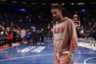 Nov 28, 2025; Inglewood, California, USA; Memphis Grizzlies guard Ja Morant leaves the court after defeating the Los Angeles Clippers 112-107 at Intuit Dome. Mandatory Credit: Kiyoshi Mio-Imagn Images