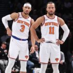 New York Knicks guards Josh Hart (3) and Jalen Brunson (11) at Barclays Center.