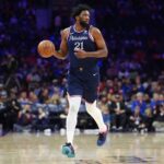 Nov 30, 2025; Philadelphia, Pennsylvania, USA; Philadelphia 76ers center Joel Embiid (21) controls the ball against the Atlanta Hawks in the third quarter at Xfinity Mobile Arena. Mandatory Credit: Kyle Ross-Imagn Images